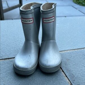 Hunter Kids Metallic Silver Rain Boots